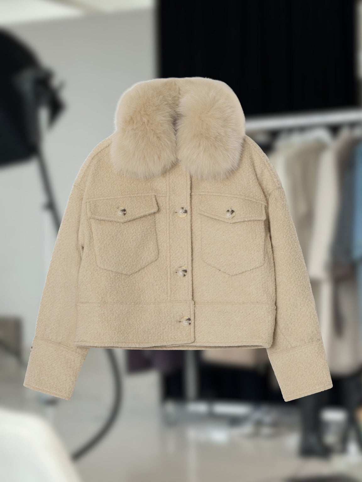 CHARLIE JACKET WOOL BOUCLE - CREME