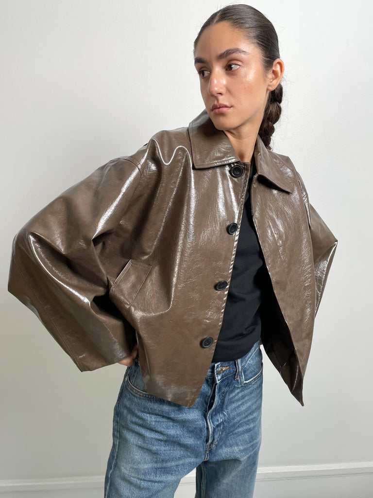 LYLE LEATHER JACKET - BROWN