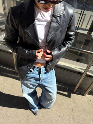 DREW LEATHER JACKET - BLACK