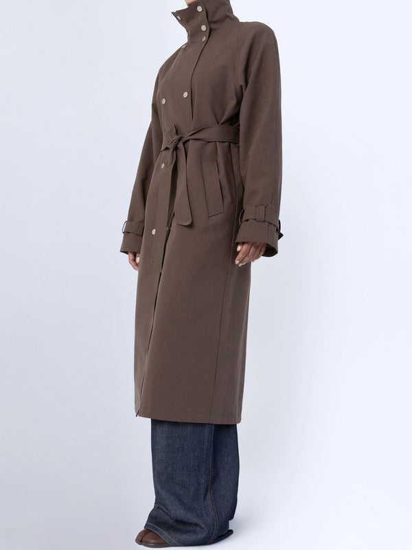 SKYLER CANVAS COAT - BROWN