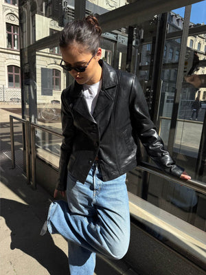 DREW LEATHER JACKET - BLACK