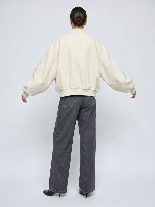 KIAN LINEN BOMBER - CREME