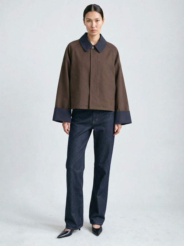 JOEL CANVAS JACKET - BROWN/NAVY