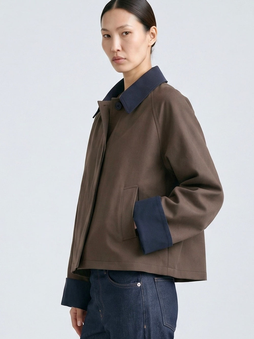 JOEL CANVAS JACKET - BROWN/NAVY