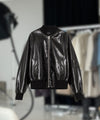 BIANCA BOMBER VEGAN LEATHER - BLACK