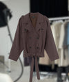 KIRA LINEN JACKET - GREY/BROWN