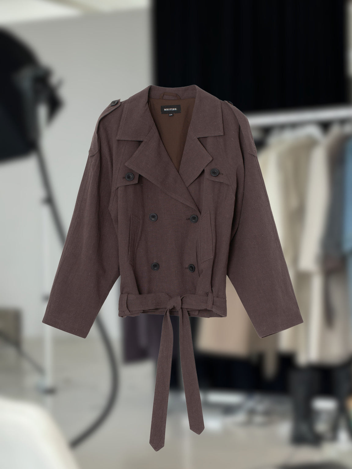 KIRA LINEN JACKET - GREY/BROWN