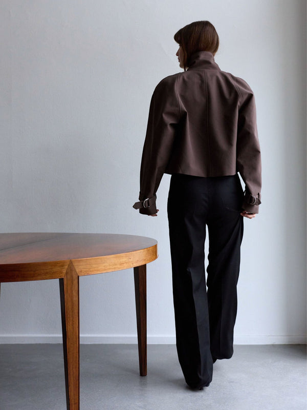 SKYLER CROPPED JACKET - BROWN