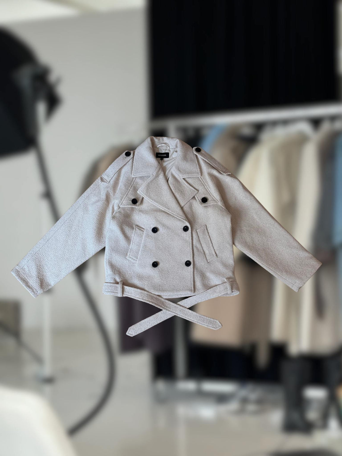 KIRA BOUCLE TRENCH JACKET - CRÈME