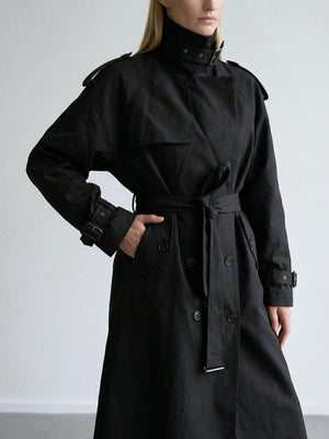 HEATHER TRENCH COAT - BLACK