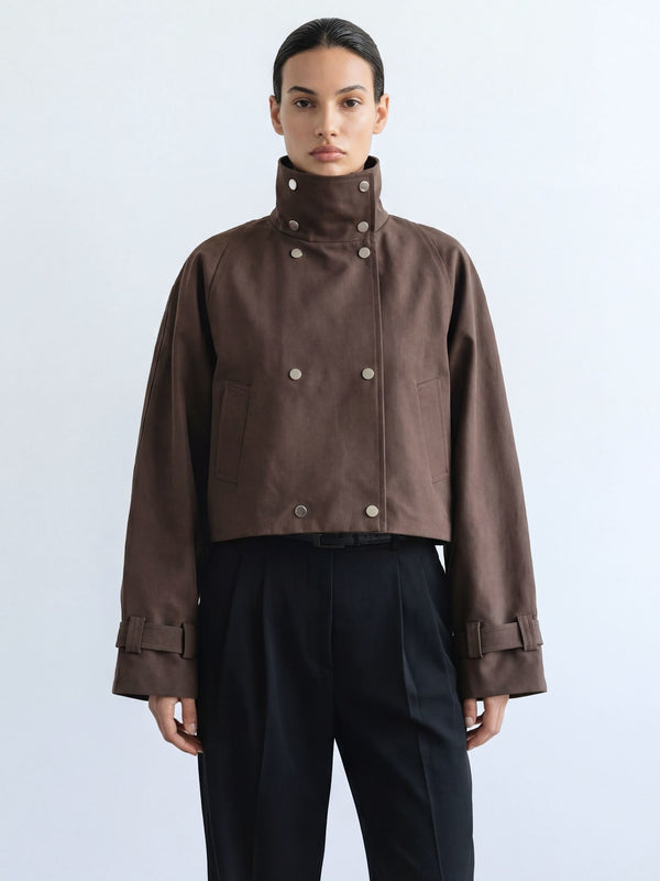 SKYLER CROPPED JACKET - BROWN