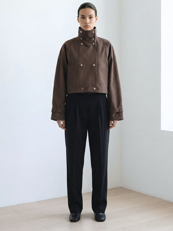 SKYLER CROPPED JACKET - BROWN