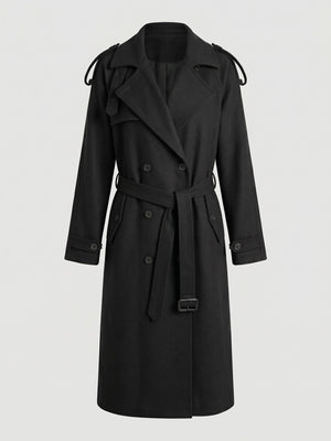 HEATHER WOOL COAT - BLACK