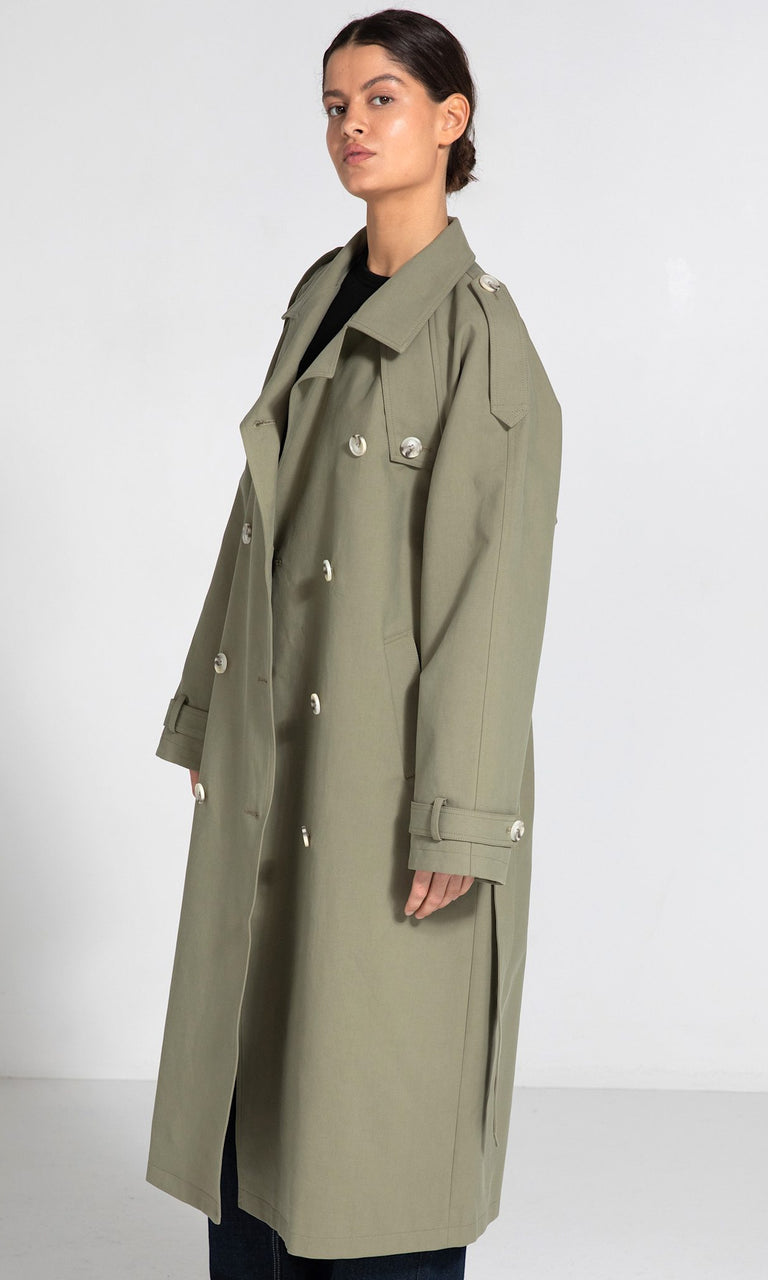 BOBBY CANVAS COAT - DUSTY GREEN