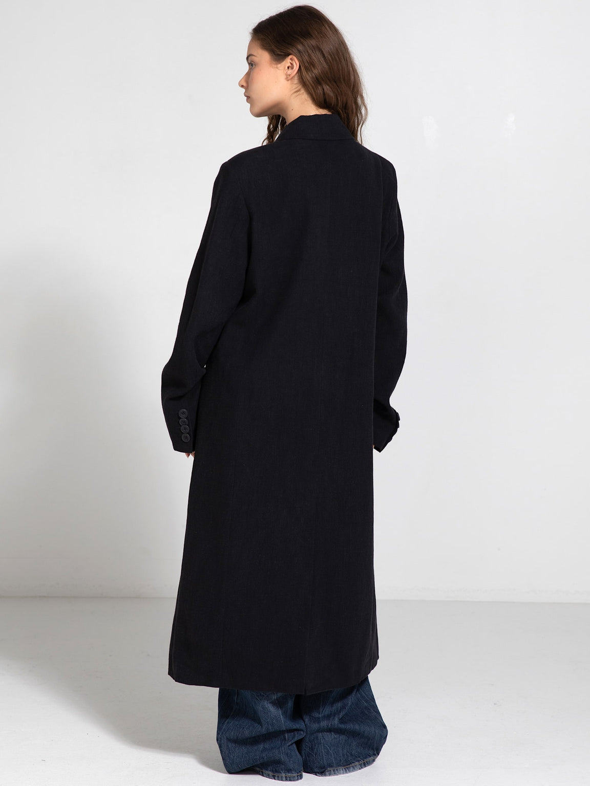 HARVEY LINEN COAT - BLACK