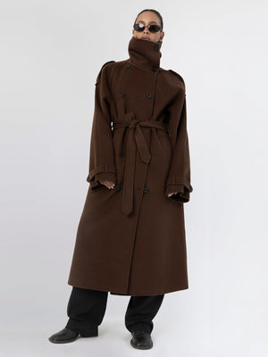 BELLO WOOL COAT - BROWN