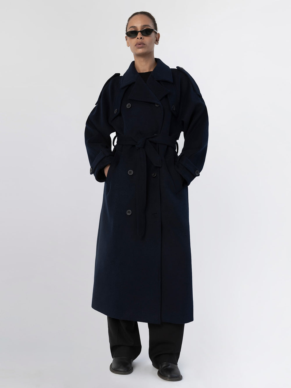 BEA WOOL COAT - NAVY