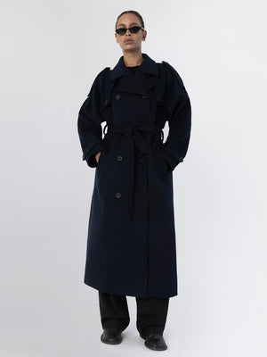 BEA WOOL COAT - NAVY