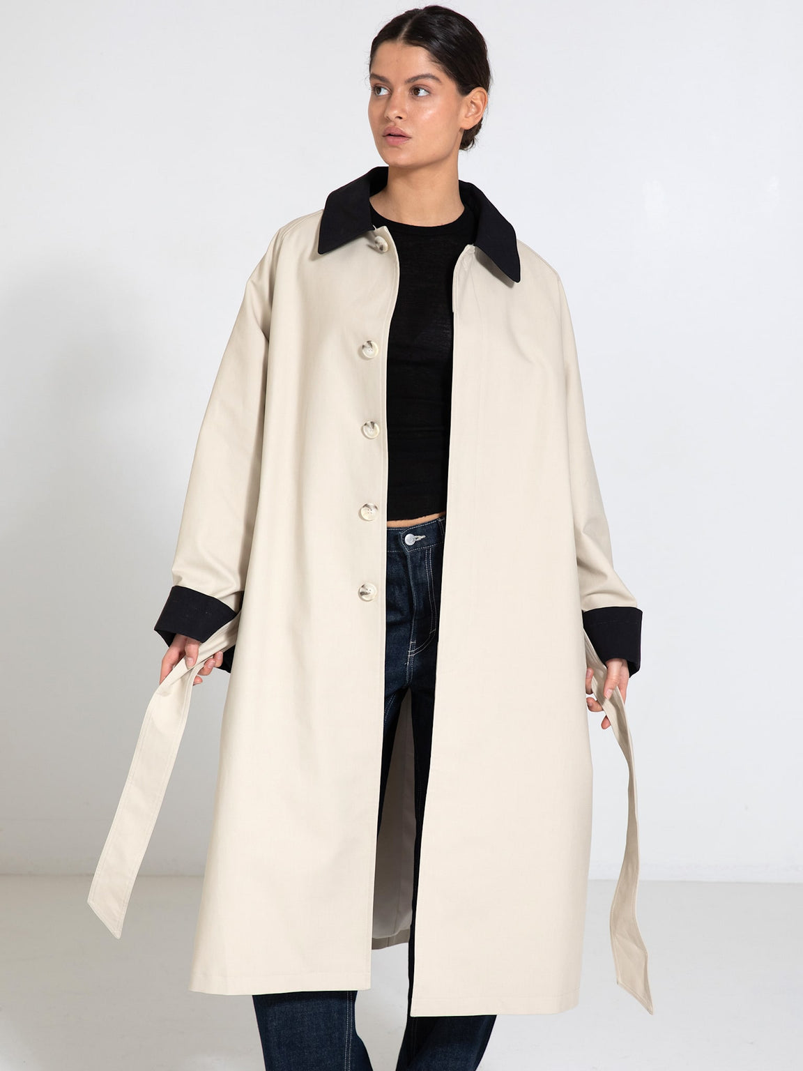 JOEL CANVAS COAT - CREME/BLACK