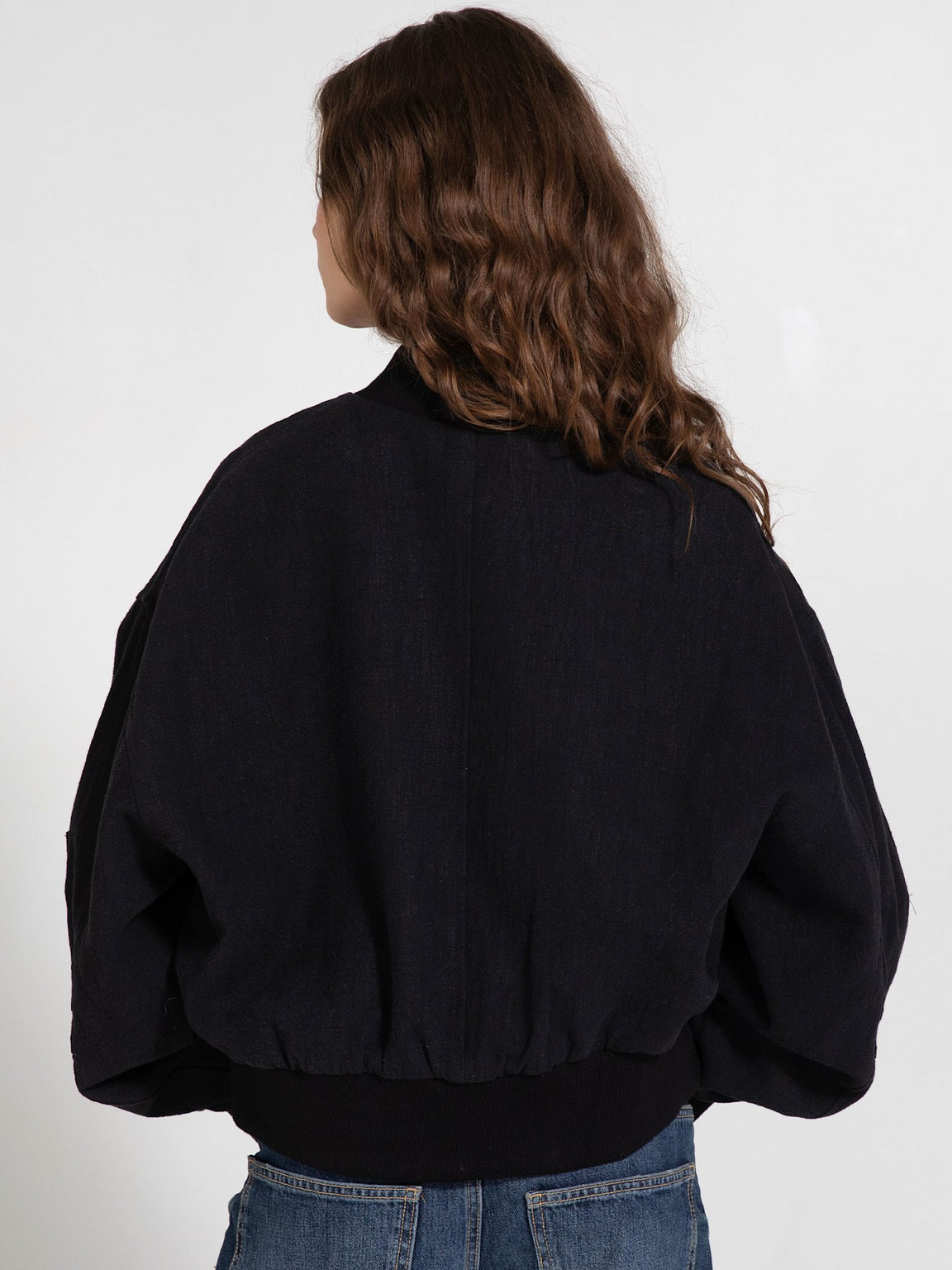 KIAN LINEN BOMBER - BLACK