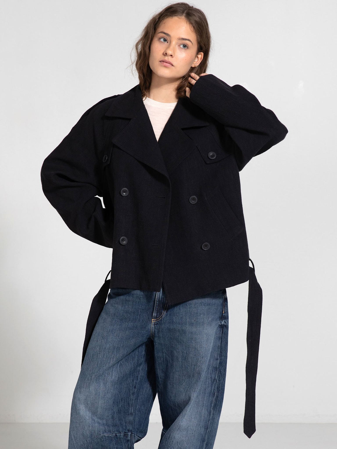 KIRA LINEN JACKET - BLACK