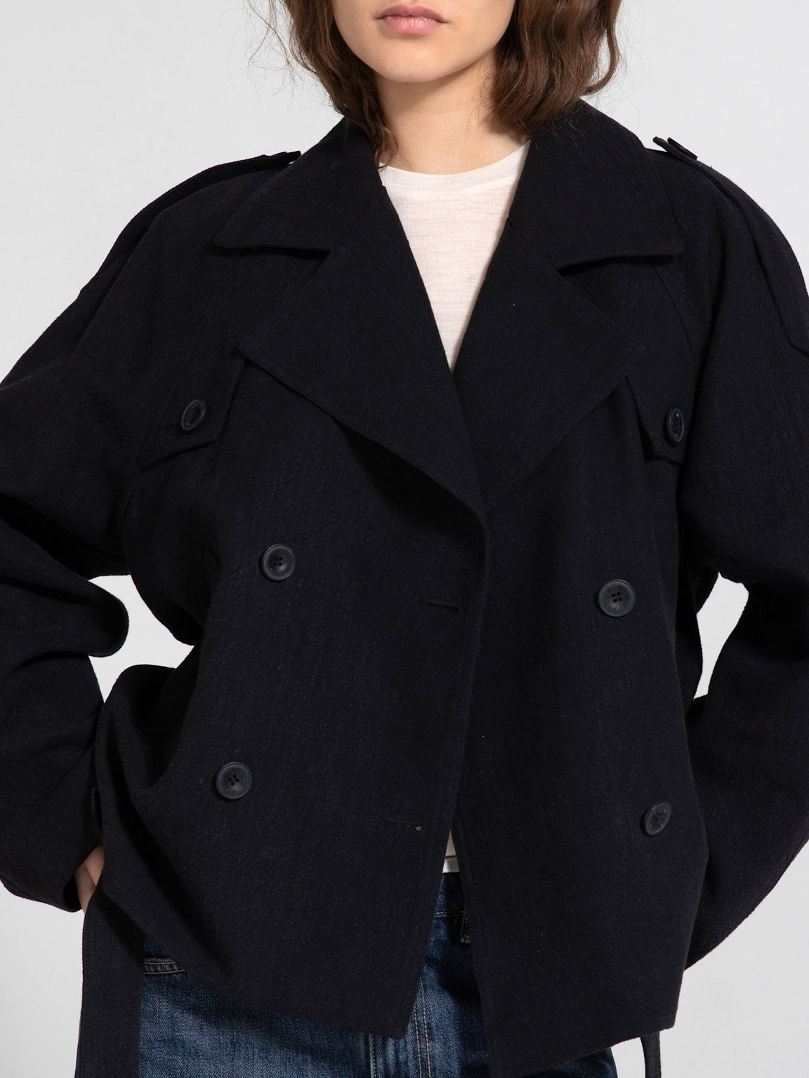 KIRA LINEN JACKET - BLACK