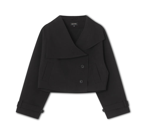 Klassisk svart skinnjakke fra MEOTINE, perfekt for dame som ønsker stil og komfort. Elegant design med moderne detaljer.