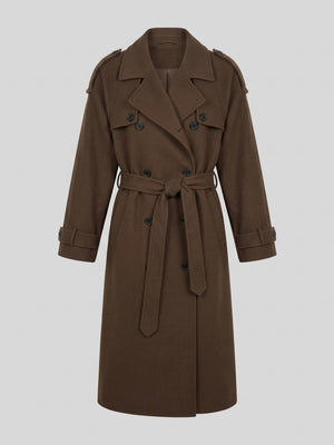 JOHN TRENCHCOAT - WOOL - GREY BROWN