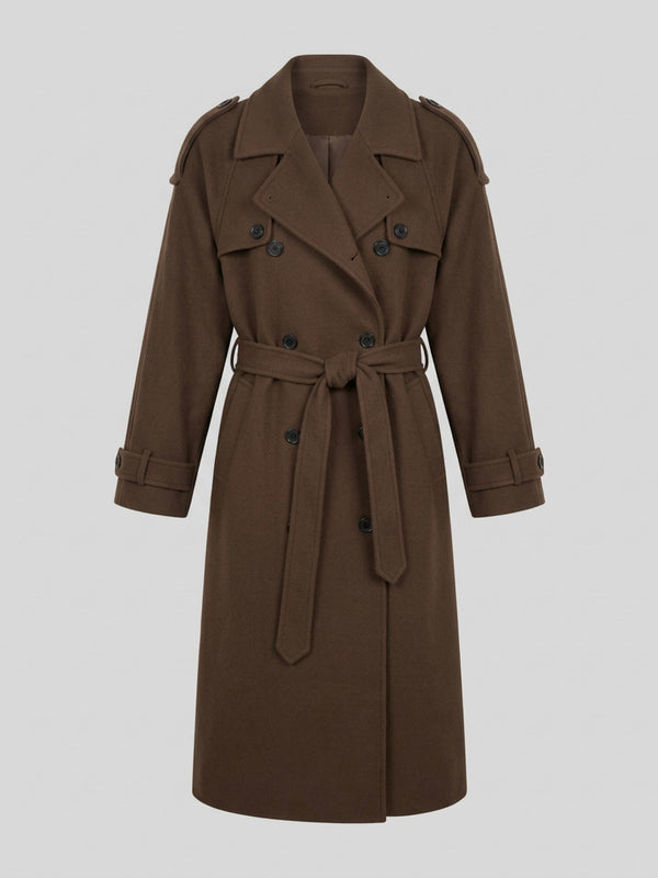JOHN TRENCHCOAT - WOOL - GREY BROWN
