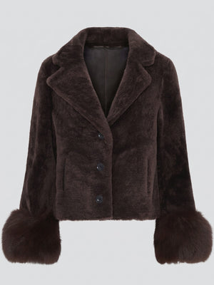 DAGMAR LAMB JACKET - BROWN
