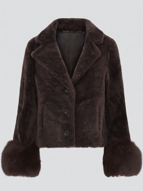 DAGMAR LAMB JACKET - BROWN