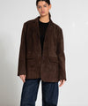 RACHEL SUEDE BLAZER - BROWN