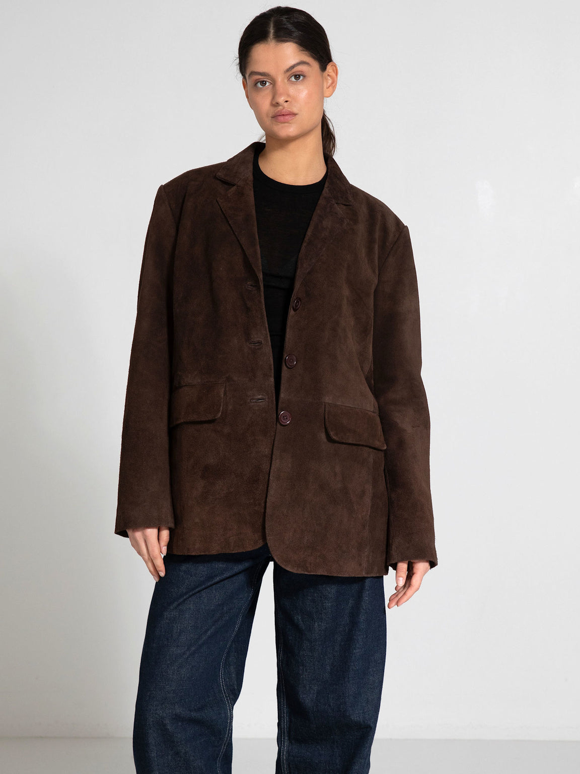 RACHEL SUEDE BLAZER - BROWN