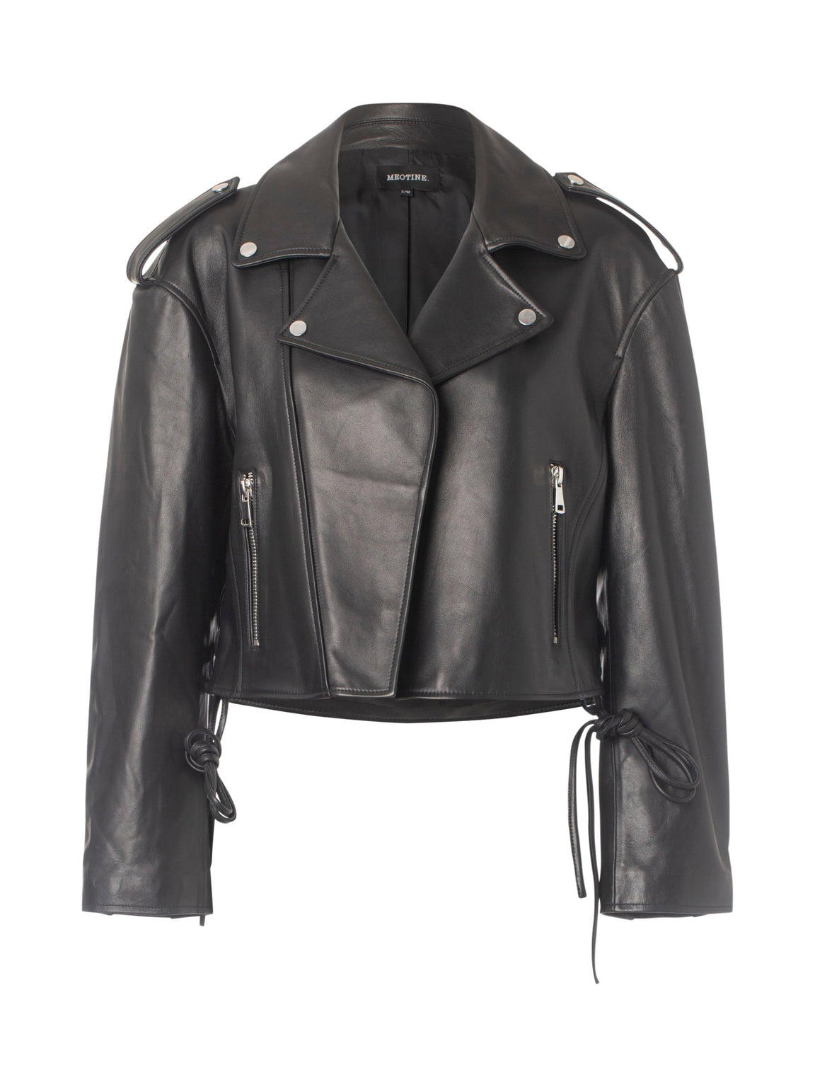 ROSE CROPPED BIKER JACKET - BLACK