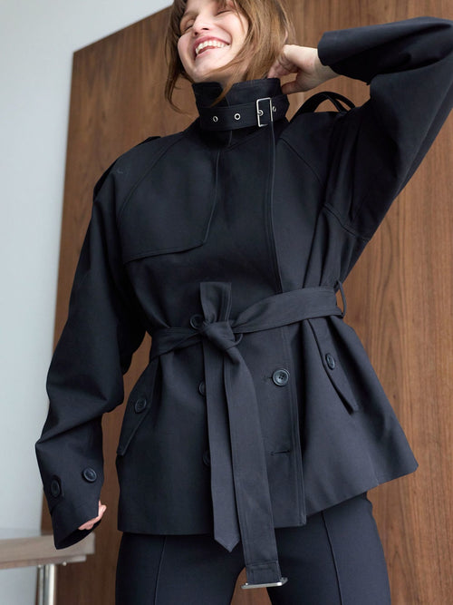 HEATHER TRENCH JACKET - BLACK