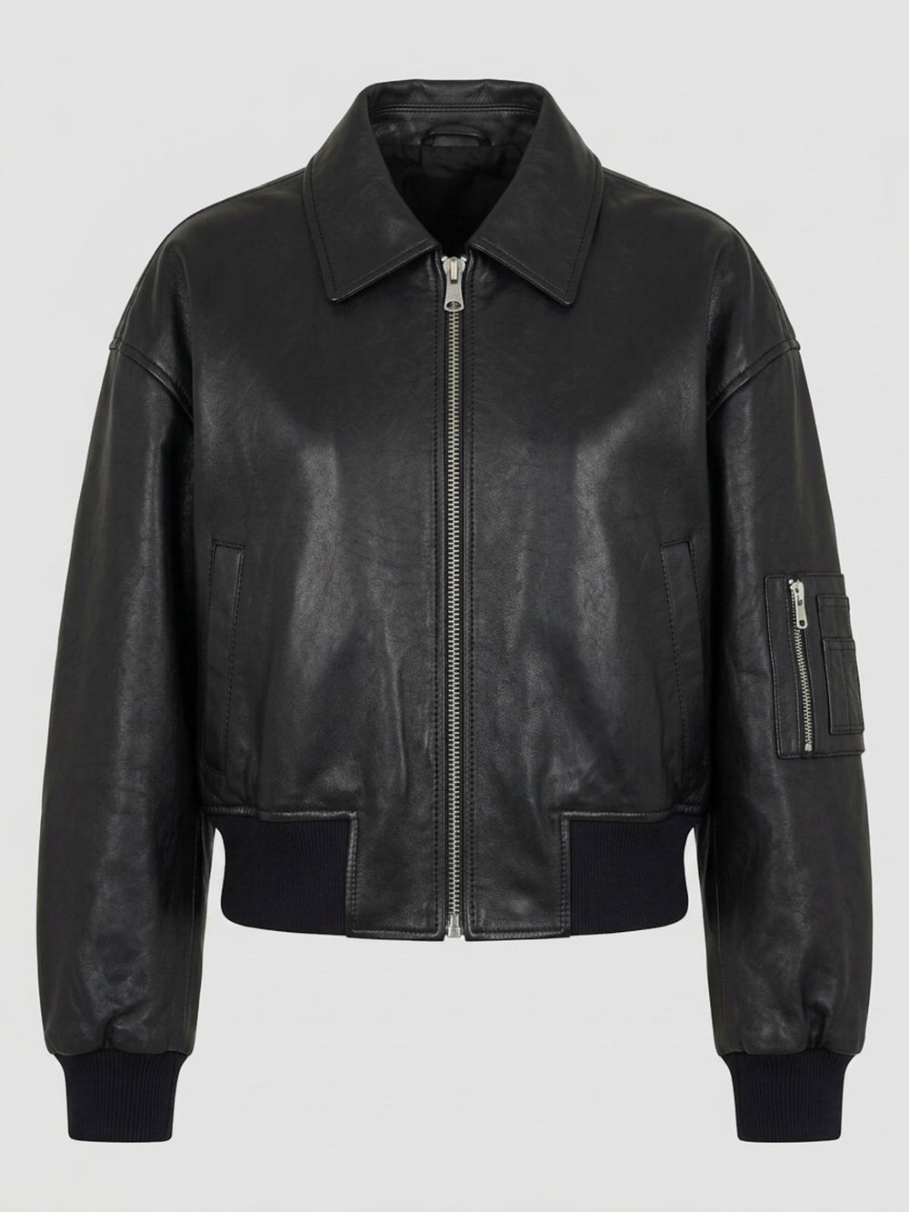 BONNIE LEATHER BOMBER - BLACK