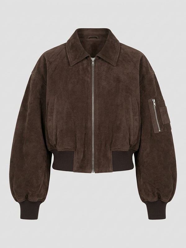 BONNIE SUEDE BOMBER - BROWN