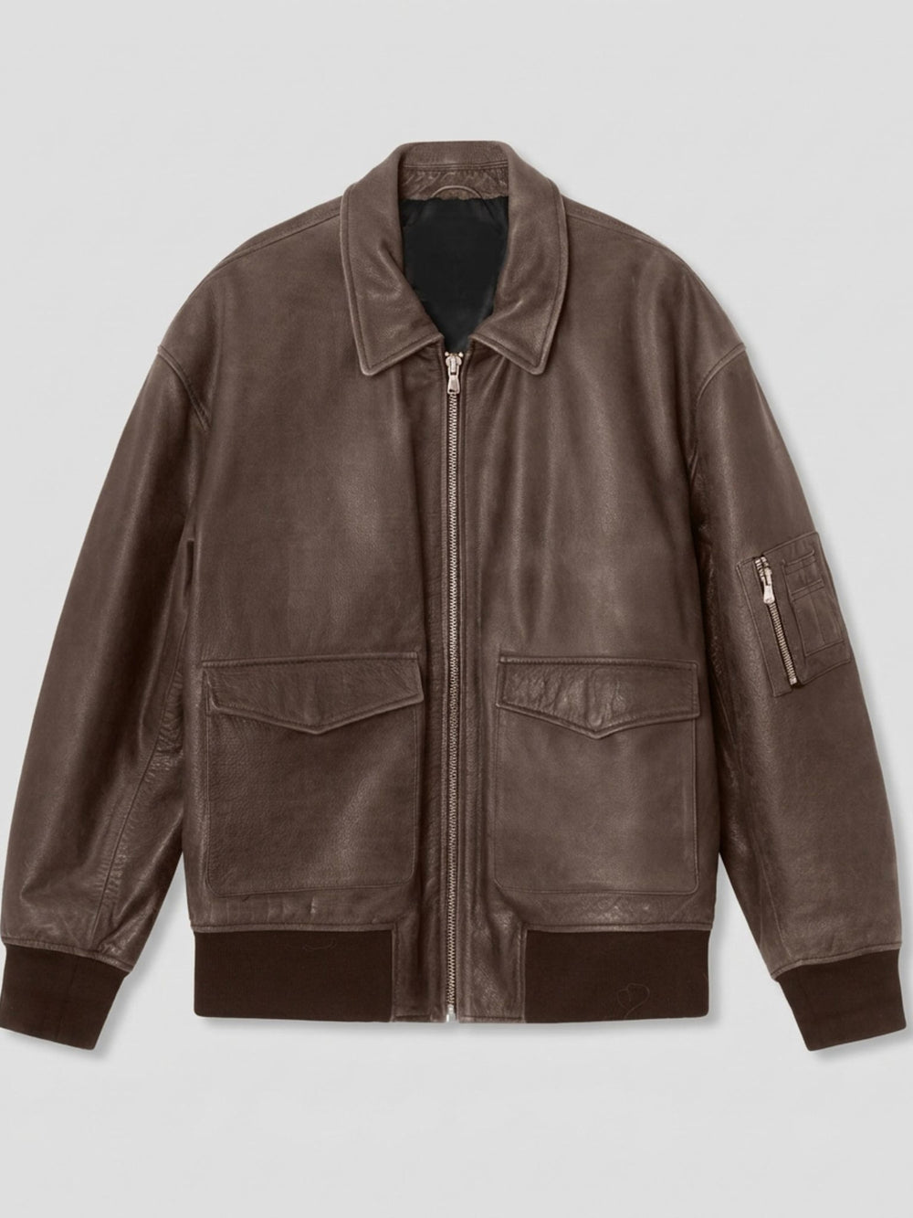 CLYDE LEATHER BOMBER - BROWN
