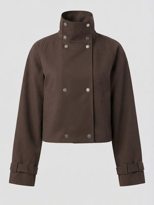 SKYLER CROPPED JACKET - BROWN