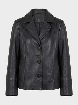 DREW LEATHER JACKET - BLACK