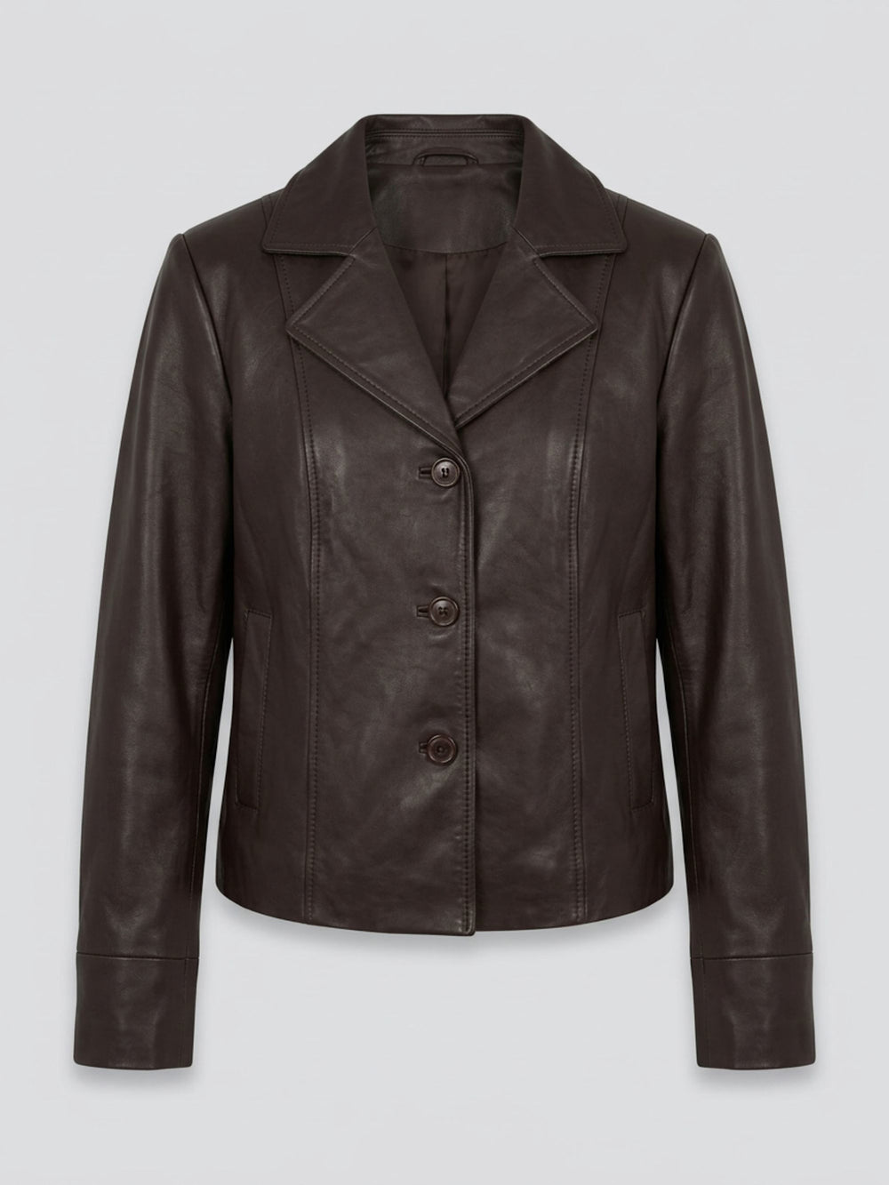 DREW LEATHER JACKET - BROWN