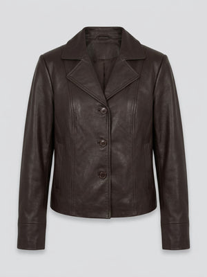 DREW LEATHER JACKET - BROWN