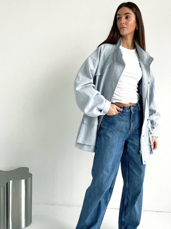 TRACY LINEN JACKET - LIGHT BLUE