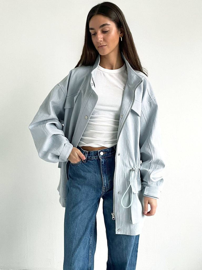 TRACY LINEN JACKET - LIGHT BLUE