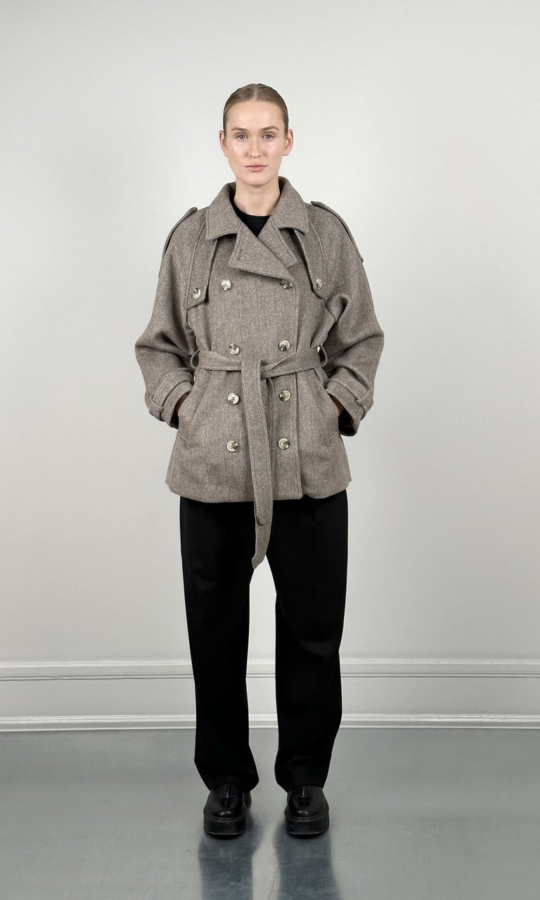 BEA WOOL JACKET - BEIGE/BROWN