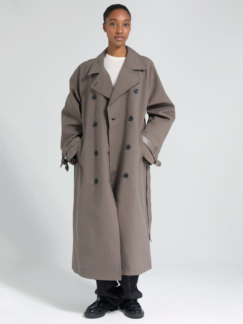BETTY CANVAS COAT - GREY BROWN