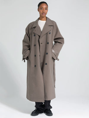 BETTY CANVAS COAT - GREY BROWN