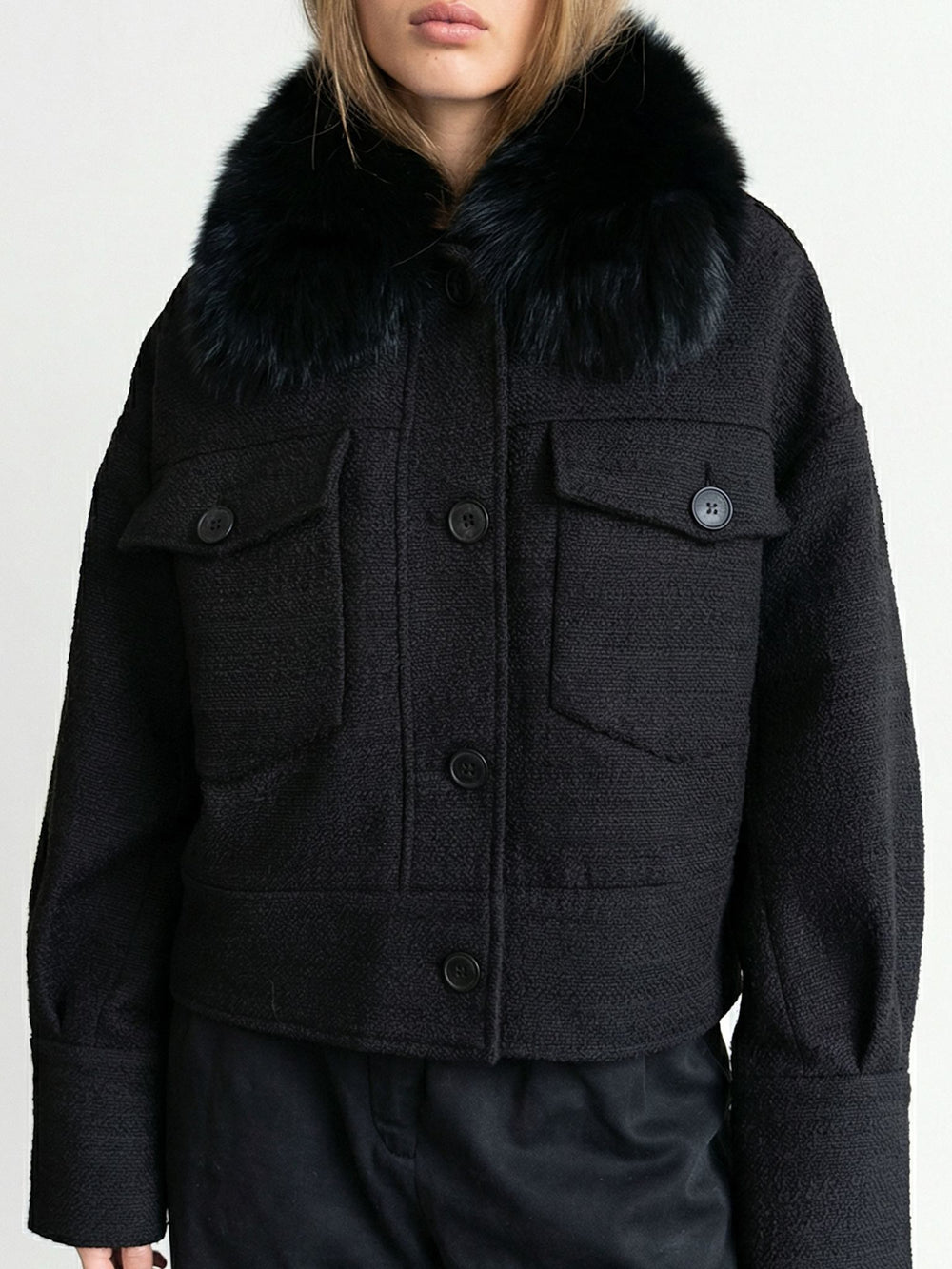 CHARLIE TWEED JACKET - BLACK