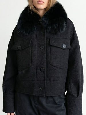 CHARLIE TWEED JACKET - BLACK