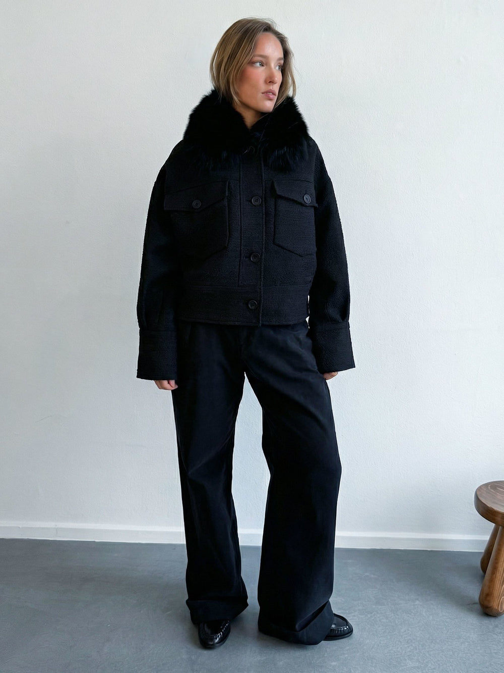 CHARLIE TWEED JACKET - BLACK